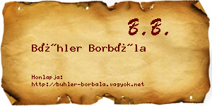 Bühler Borbála névjegykártya
